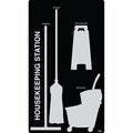 5S Supplies 5S Housekeeping Shadow Board Broom Station Version 17  - Black Board / Gray Shadows  With Broom HSB-V17-BLACK/GRAY-KIT